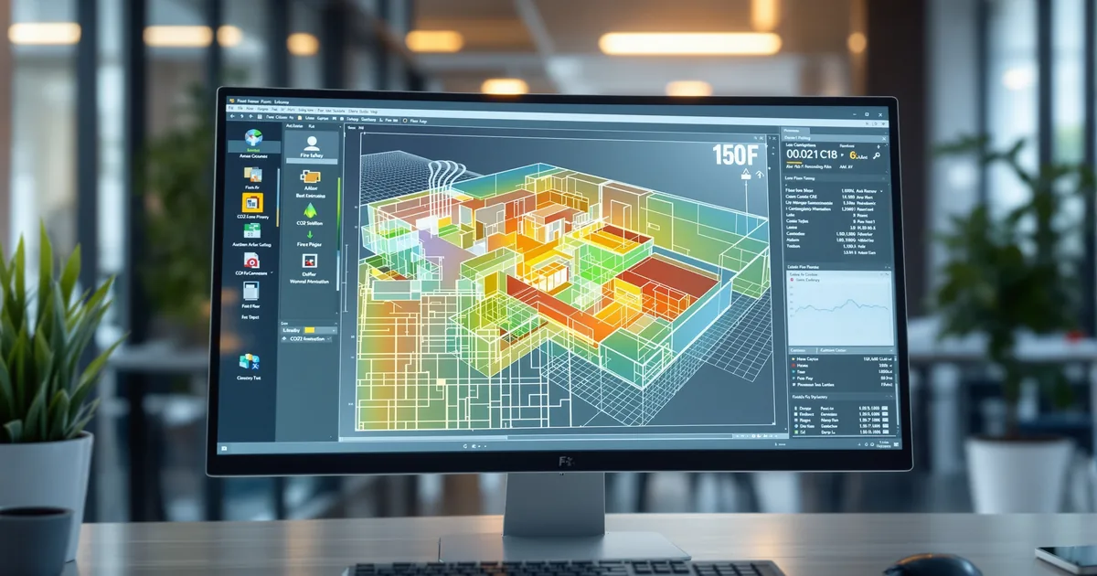 Ekran symulacji CONTAM NIST z bilansem CO2 w miejscu doraźnego schronienia